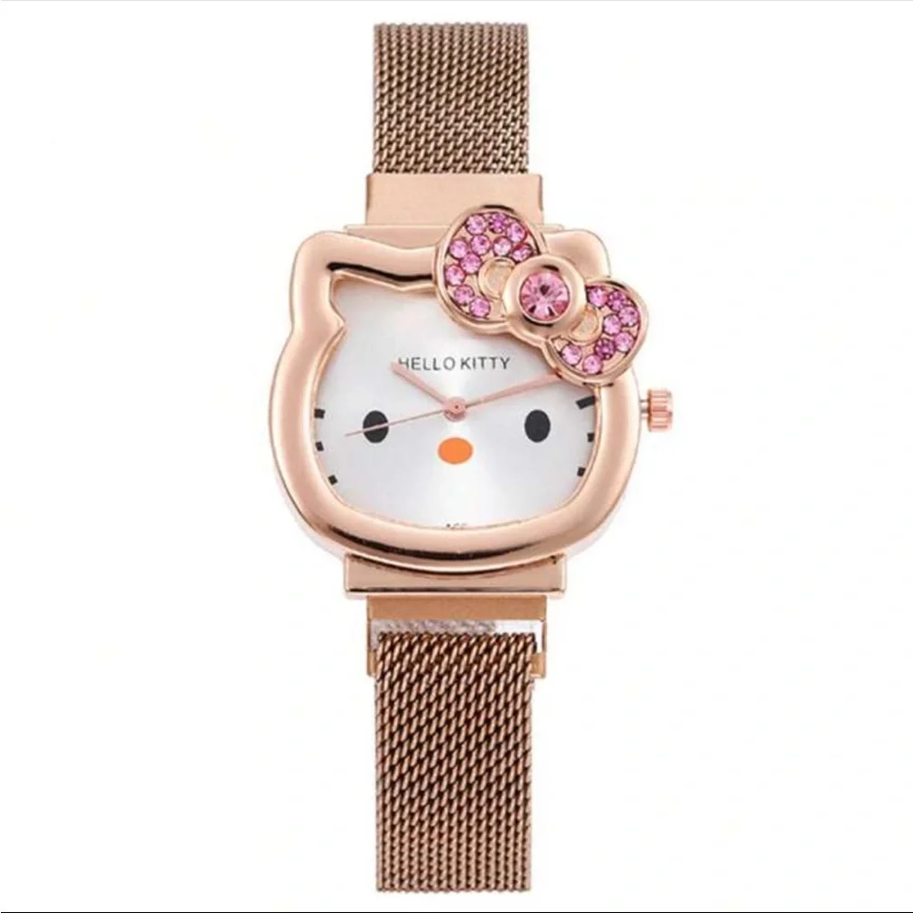 Rose Gold Rhinestone Hello Kitty Watch - Picture 1 of 8